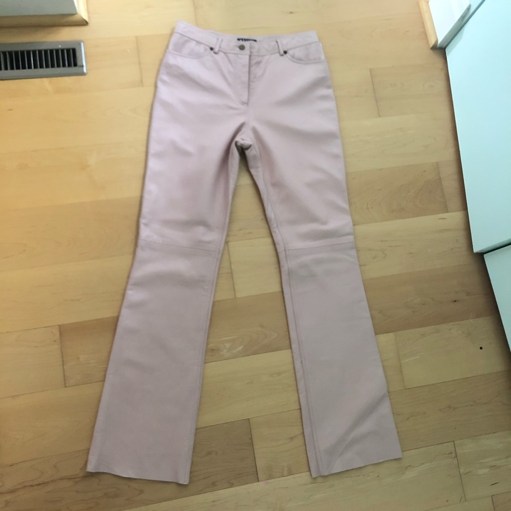 Leather Light Pink Bootcut Pants